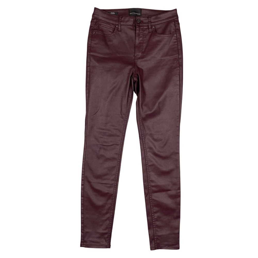 White House Black Market Coated High-Rise Skinny Jeans Womens 4‎ Burgundy